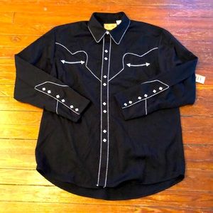 Scully western wear men’s size XL pearl snap button up shirt black NWT